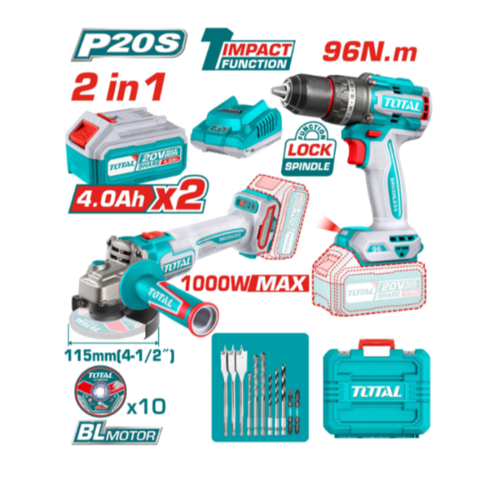 Набор аккумуляторных инструментов  TOTAL TOSLI241298