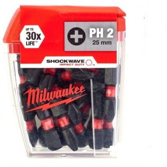 Бита MILWAUKEE SHOCKWAVE IMPACT DUTY PH2 X 25 ММ (25 ШТ) 4932430853