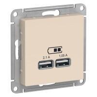 Розетка 2-х Schneider Electric AtlasDesign USB 2.1А+1.05А бежевая