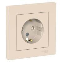 Розетка 1-х Schneider Electric AtlasDesign с/з с/ш бежевая