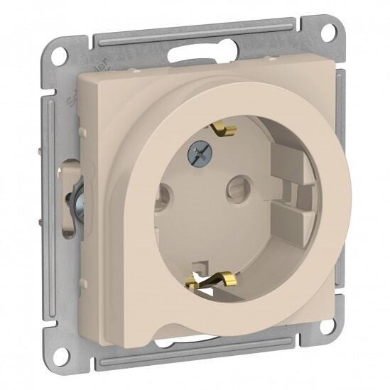 Розетка 1-х Schneider Electric AtlasDesign с/з со/ш и выталкивателем бежевая ATN000247