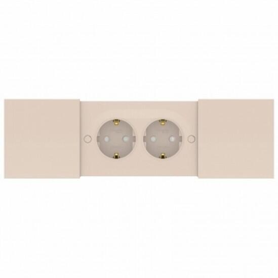 Розетка 2-х Schneider Electric AtlasDesign с/з со/ш и сдвижными крышками бежевая ATN000228 0