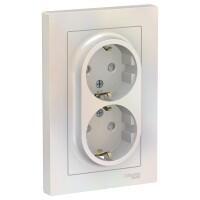 Розетка 2-х Schneider Electric AtlasDesign с/з со/ш жемчуг