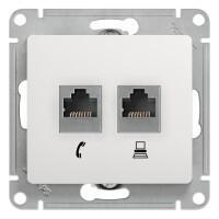 Розетка 2-х Schneider Electric Glossa RJ11+RJ45 белый