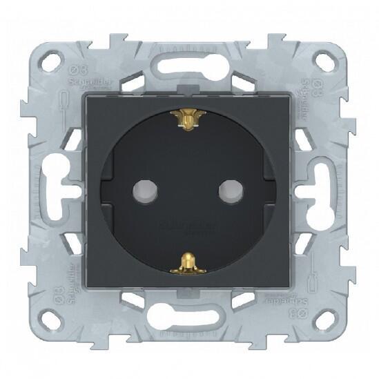 Розетка 1-х Schneider Electric Unica New с/з со/ш с быстрозажимными клеммами антрацит NU505754