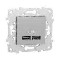 Розетка 2-х USB Schneider Electric Unica New 5 В / 2100 мА алюминий