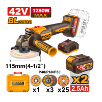 Аккумуляторная угловая шлифмашина INGCO CAGLI4128112